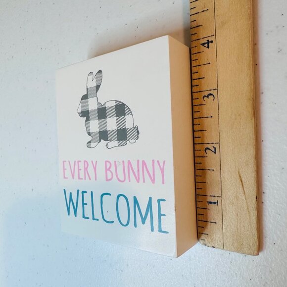 EVERY BUNNY WELCOME Easter decor buffalo plaid springtime tiered tray decoration - Picture 3 of 7